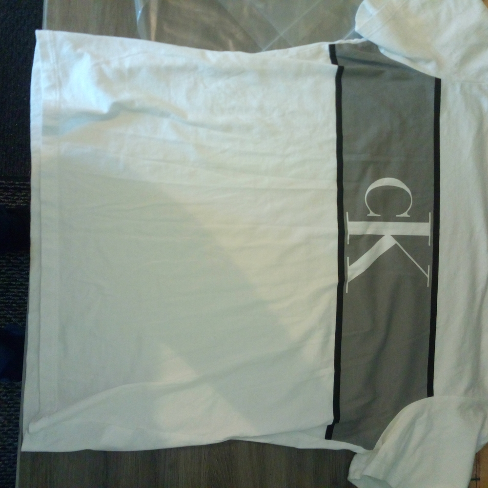 Calvin Klein White and Gray Logo Tee
